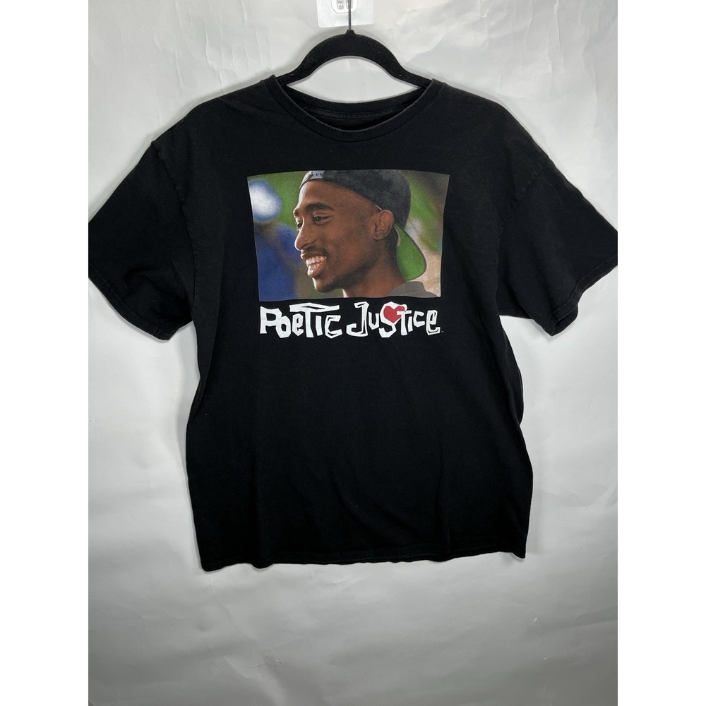 Poetic Justice Tupac‎ Shakur Mens Black Casual Rap T-Shirt 2Pac Size L Movie